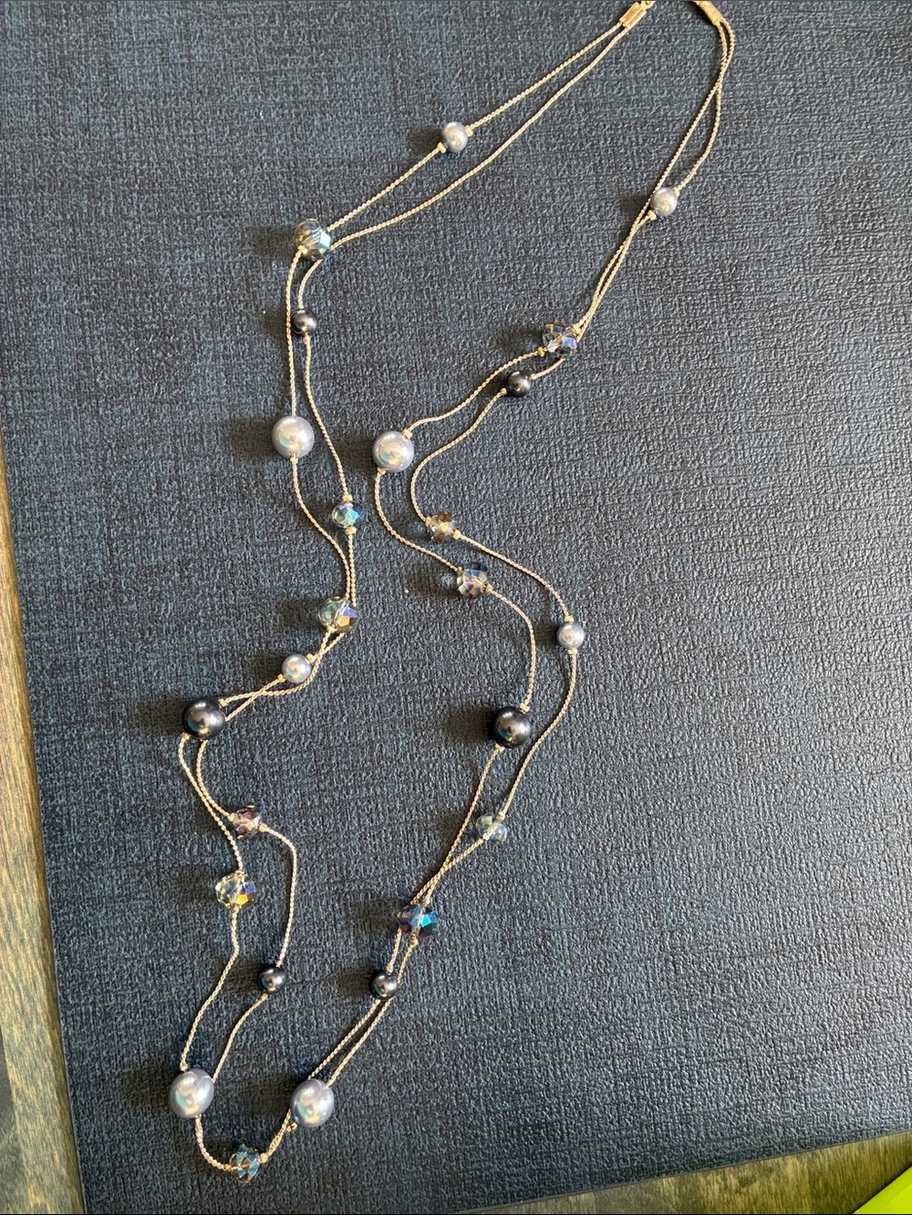 Multi-Strand Beaded Necklace in Blue /silver